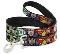 Dog Leash Justice League 4-Superhero CLOSE-UP Poses/Logos