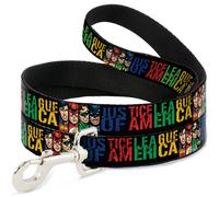 Dog Leash JUSTICE LEAGUE OF AMERICA w/Superhero Blocks Black/Multi Color