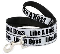 Dog Leash LIKE A BOSS White/Black WIDE 1.5"
