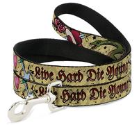 Dog Leash Live Hard Die Young Tan NARROW 0.5"