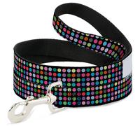 Dog Leash Mini Polka Dots Black/Multi Color NARROW 0.5"