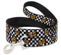 Dog Leash Monarch Butterfly Scattered Checker Black/White