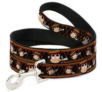 Dog Leash Multi Smoking Monkey Argyle Brown NARROW 0.5"