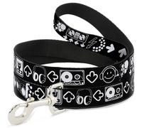 Dog Leash Music Happy Face WIDE 1.5"