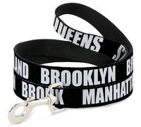 Dog Leash New York's Five Burroughs Bold Black/White