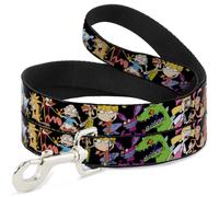 Dog Leash Nick 90's 13-Character Poses Black NARROW 0.5"