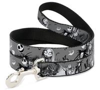 Dog Leash Nightmare Before Christmas Jack & Sally Cemetery Scene Gray/Black/Whit