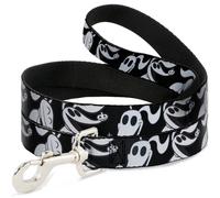 Dog Leash Nightmare Before Christmas Zero Expressions Black/White WIDE 1.5"