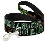 Dog Leash ONE OF US LIKES BIG STICKS/Sticks Black/Brown/Green