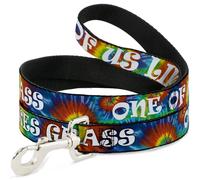 Dog Leash ONE OF US LIKES GRASS/Tie Dye Multi Color/White NARROW 0.5"