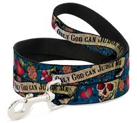 Dog Leash Only God Can Judge Me Blue WIDE 1.5"