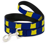 Dog Leash Oregon State Silhouette Blue/Yellow WIDE 1.5"