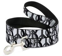 Dog Leash Peace Dots White/Black NARROW 0.5"