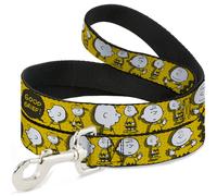 Dog Leash Peanuts I AM CHARLIE BROWN Poses and Zig Zag Stripe Yellows/Black NARR