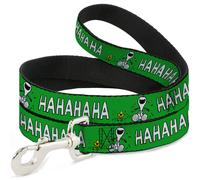Dog Leash Peanuts Snoopy and Woodstock Laughing HAHA Pose Green WIDE 1.5"