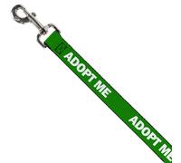 Dog Leash Pet Quote ADOPT ME Green/White NARROW 0.5"