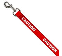 Dog Leash Pet Quote CAUTION Red/White NARROW 0.5"