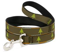 Dog Leash Pine Trees Blocks Olive/Orange/Tan