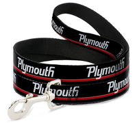 Dog Leash PLYMOUTH Text/Stripe Black/White/Gray/Red