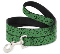 Dog Leash Question Mark Scattered3 Dark Green/Black WIDE 1.5"