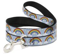 Dog Leash Rainbows & Stars Light Blue/Yellow/Rainbow