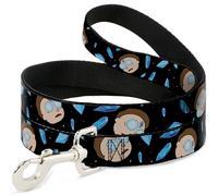 Dog Leash Rick and Morty Death Crystals and Morty Expression Black/Blues NARROW