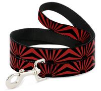 Dog Leash Rising Sun Red/Black WIDE 1.5"
