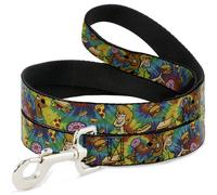 Dog Leash Scooby Doo and Shaggy Poses/Munchies Tie Dye Multi Color NARROW 0.5"