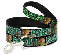 Dog Leash Scooby Doo & Shaggy Pose/BAKED Black/Green NARROW 0.5"