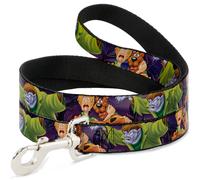 Dog Leash Scooby & Shaggy Hugging w/Werewolf Man Purple NARROW 0.5"