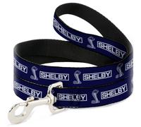 Dog Leash SHELBY Box Logo and Super Snake Cobra Blue/White NARROW 0.5"