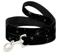 Dog Leash Shining Stars Black/White NARROW 0.5"