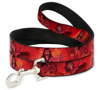Dog Leash Simba Scar Battle Scene Fiery Red WIDE 1.5"