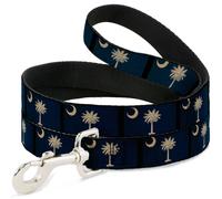Dog Leash South Carolina Flag Distressed/Black WIDE 1.5"