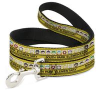 Dog Leash SOUTH PARK ELEMENTARY School Bus Characters Pose Yellow NARROW 0.5"