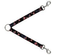 Dog Leash Splitter Americana Stars & Flags Black/Red/White/Blue