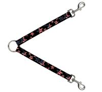 Dog Leash Splitter Americana Stars & Flags Black/Red/White/Blue