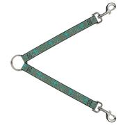 Dog Leash Splitter Cross Repeat Leopard Turquoise/Pink