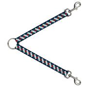 Dog Leash Splitter Diamond Plaid Blues/Khaki/Red