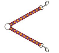 Dog Leash Splitter Diamond Plaid Orange/Yellow/Blue/Purple/Fuchsia