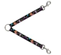 Dog Leash Splitter Dora & Boots Pose/Floral LET'S PLAY/VAMOS A JUGAR Black/Whi