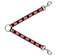 Dog Leash Splitter Double SWAG Black/White/Red Stripe