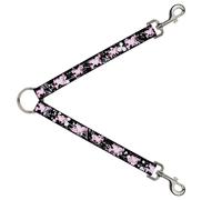 Dog Leash Splitter Heart & Cross Bones w/Splatter Black/White
