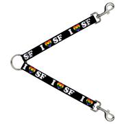 Dog Leash Splitter I "HEART BRIDGE" SF Black/White/Rainbow