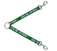 Dog Leash Splitter KISS ME, I'M IRISH Clovers Green/White
