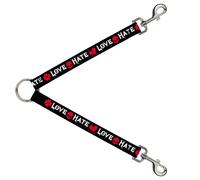 Dog Leash Splitter Love/Hate Black/White/Fuchsia