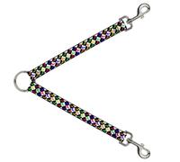 Dog Leash Splitter Mud Flap Girl Diamonds Black/White/Multi Neon