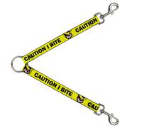 Dog Leash Splitter Pet Quote CAUTION I BITE/Dog Growl Yellow/Black