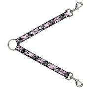 Dog Leash Splitter Punk Heart & Cross Bones w/Skulls & Splatter Black/White