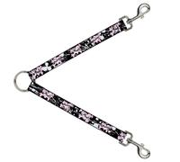 Dog Leash Splitter Punk Princess Heart & Cross Bones w/Splatter Black/White